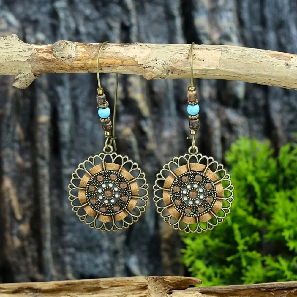 Cute metal boho sunflower earrings